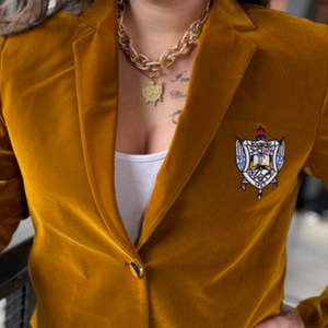 Custom SGRHO <b>Velvet</b> Gold Slim Fit <b>Blazer</b> Sigma Gamma Rho Women's Greek Sorority 3D Embroidery Breathable Single Button Formal - Product Image 2