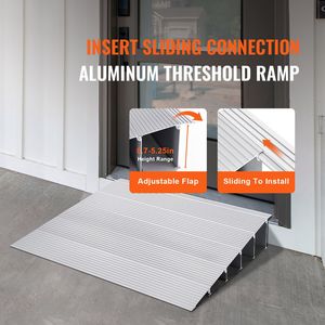 Rampa per Sedia a Rotelle in Alluminio, Altezza 5 Pollici, Capacità di Carico 800 Libbre, Regolabile per Porte - Product Image 2