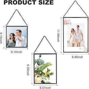 Home Decor Glass & Metal Hanging <b>Picture</b> <b>Frame</b> <b>for</b> <b>Wall</b> Decoration, with 2 Sides Glass Customized Decorative Photo <b>Frames</b> - Product Image 4