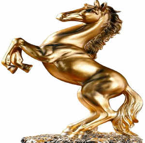 Statue de cheval majestueux avec des accents turquoise et dorés colorés, disponible à prix de gros. - Product Image 3