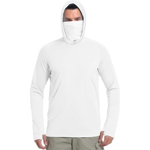Nouveauté : Chemise de pêche à manches longues pour homme avec capuche, protection solaire UPF 50, anti-UV, séchage rapide, avec masque facial, bleu - Product Image 4
