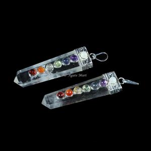 Vente en gros de pendentif en cristal de guérison 7 chakra Reiki pierre précieuse naturelle agate collée sculptée style Feng Shui pour radiesthésie décoration intérieure - Product Image 5
