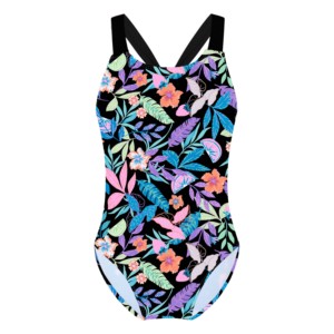 Maillot de bain deux pièces uni pour femme, dos croisé, sportif, séchage rapide, écoresponsable, en toile polyester/nylon, collection Printemps-Été - Product Image 1