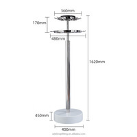Présentoir rotatif détachable en acier inoxydable blanc antique pour perruques et extensions capillaires, sur pied, pour usage commercial