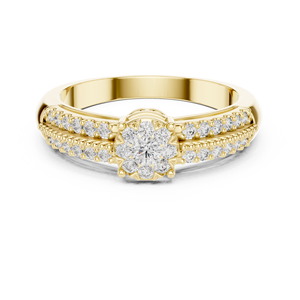 แหวนหมั้นเพชร CZ รูปดอกไม้ชุบทองหรูหรา10K สำหรับผู้หญิง nova glasses - Product Image 5