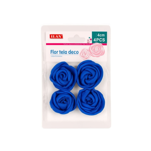 Fleur décorative en tissu Ilan 4 cm 4 pièces bleue pour la décoration de la maison - Product Image 1