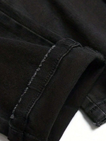 Pantalon en jean noir déchiré, brodé et patché, coupe droite, style streetwear hip-hop Y2K gothique pour homme