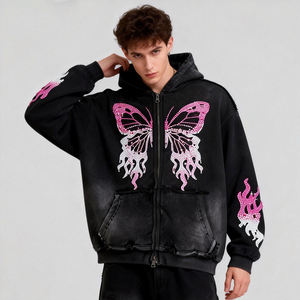 Men's Premium Custom <b>Butterfly</b> Rhinestone Graphic Design Thermal Hoodie Casual Long <b>Sleeve</b> Drawstring Hoodie Men's - Product Image 3