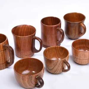 Ensemble de plateaux carrés créatifs en bois pour tasses à café, sculptés à la main en bois foncé, pour tasses à expresso, vaisselle rustique - Product Image 6