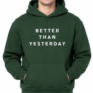 Sweat-shirt à capuche pour homme Better Than Yesterday, vert, en coton, décontracté, avec poche, coupe classique - Streetwear haut de gamme - Product Image 2