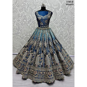 Collections de velours de vêtements de mariée indiens pour la mariée avec le travail de Zarkhan par Fabzone - Product Image 1