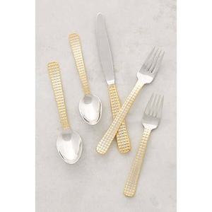 Ensemble fourchette et couteau de luxe en acier inoxydable, finition argentée, design plat - Product Image 5