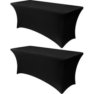 Obstal 6ft Black Spandex Stretch <b>Table</b> Cloth Standard <b>Folding</b> for Your Dining <b>Table</b> - Product Image 1
