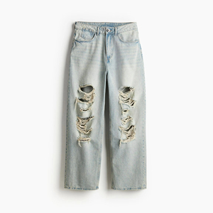 Pantalones Vaqueros de Mezclilla de Cintura Alta, Corte Recto, Lavado Oscuro, Largura al Tobillo, Ajuste Holgado, Casuales para Mujer, 100% Algodón, Color Sólido, para Otoño - Product Image 4