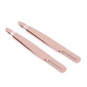 Pinzas de acero inoxidable para cejas, removedor de pestañas, peine para extensión de pestañas, herramientas de maquillaje para cejas, color marrón, para belleza - Product Image 6