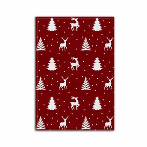 Serviette de cuisine de couleur rouge avec un magnifique motif imprimé pour Noël, avec taille et logo personnalisés à un prix abordable. - Product Image 4