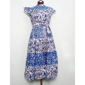 Nuevo Vestido Maxi Vintage para Mujer, Estilo A-Line, Casual, Dulce, de Alta Calidad, Algodón, Manga Corta, Cinturón, Estampado Floral, Transpirable, Ecológico - Product Image 3
