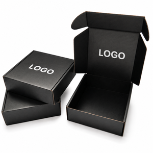 Cajas de Cartón Rígido Corrugado Negro Ecológicas Personalizadas para Envío de Ropa y Zapatos con Impresión de Logotipo en Lámina Dorada - Product Image 1