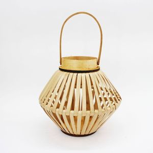 Coastal Decorative <b>Bamboo</b> Handmade <b>Lantern</b> With Glass Candle Holder Eco-friendly Rustic Vintage for Boho Home Decor - Product Image 1