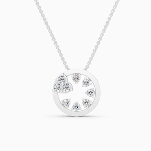 จี้เพชรทรงกลมแบบวงเปิด น้ำหนัก 0.34 กะรัต เพชรเลี้ยงในห้องปฏิบัติการ ดีไซน์มินิมอล ตัวเรือนทอง 9K สีเหลือง ขาว และโรสโกลด์ - Product Image 2