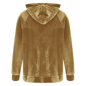 Sudadera con Capucha de Terciopelo para Otoño/Invierno, Lisa, Teñida, con Dos Bolsillos Delanteros, Media Cremallera, Corte Ajustado, Moderna, Cálida y Cómoda - Product Image 2