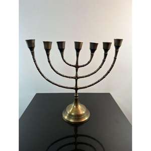 Jewish Star Style 9 Arms Luxury Menorah Handmade 100% <b>Brass</b> <b>Candlestick</b> Candle Stand Table Accessories Candle Holder Gold Finish - Product Image 6