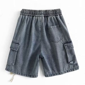 Pantalones Cortos Cargo de Mezclilla para Hombre, Corte Recto Holgado, Estilo Casual de Verano con Bolsillos Grandes, Cintura con Cordón Ajustable, OEM - Product Image 2