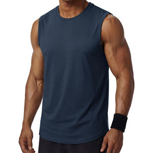 Débardeur de sport en polyester haute performance anti-humidité avec empiècements de couture à découpes profondes pour la musculation et l'entraînement des muscles - Product Image 1
