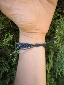 White Moonstone Macrame <b>Bracelet</b> Oval Gem Dark Purple Cord Boho Handmade Adjustable <b>Healing</b> Jewelry - Product Image 2