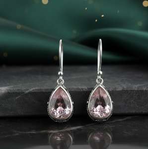 Boucles d'oreilles pendantes rose poire en argent sterling 925 plaqué or 18 carats, petites boucles d'oreilles statement, à porter au quotidien, bijoux ethniques - Product Image 1