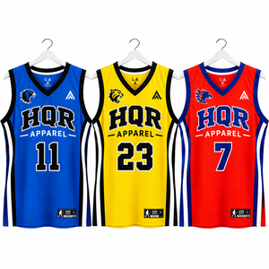Maillot de basket-ball unisexe HQR Apparel noir à manches courtes, col en V, respirant, anti-transpiration, maille solide 100% polyester, personnalisable pour équipe - Product Image 6