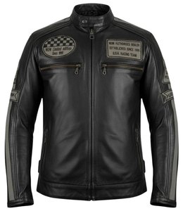 Stand Collar Riding <b>Jacket</b> Moto Outerwear Mens Black Genuine Leather Cafe <b>Racer</b> <b>Jacket</b> <b>Vintage</b> Patch Design Motorcycle Low Price - Product Image 1
