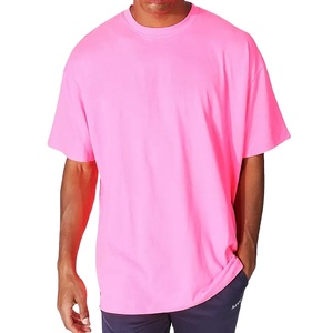 Camisetas de gran tamaño de color rosa sólido para hombre, transpirables, superventas, diseño personalizado, venta al por mayor, ropa de gimnasio de verano, hombro caído - Product Image 1