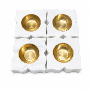 Portavelas de Mármol Blanco en Forma de Flor con Inserto de Latón, Decoración Navideña, Diwali, Decoración para el Hogar, Artículo de Regalo - Product Image 1