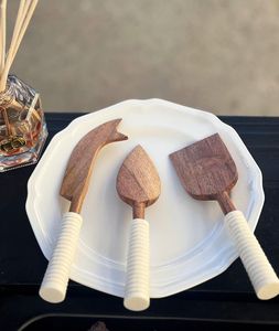 Stainless Steel Cheese Knife <b>Set</b> With Wood Handle And Resin Inlay Durable Kitchen Tool For Cheese Serving - Product Image 4