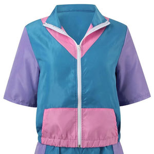 Ensemble de survêtement pour femmes, coupe-vent bicolore, ensemble court 2 pièces, couleur personnalisée pour l'entraînement et les occasions décontractées - Product Image 5