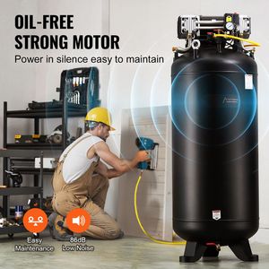 Compressore d'aria stazionario ultra silenzioso da 6.5HP, 15.5SCFM@90 PSI, 145PSI, con serbatoio da 80 galloni, senza olio, livello 86dB, per uso industriale - Product Image 5