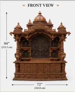 Temple/Mandir de prière en teck de luxe moderne, finition brune exquise, durable, design personnalisé, couleur au choix. - Product Image 5