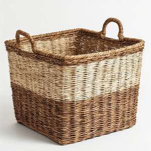 Elegant Natural Seagrass Storage <b>Basket</b> with Rustic Texture Organic Appeal Durable Handles for Kitchen <b>Bathroom</b> Use 5L Capacity - Product Image 1