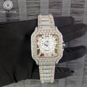 Reloj Mecánico Analógico Cuadrado de Acero Inoxidable para Hombre Charm Jewels Luxury Diamond, Esfera de Cristal, Cierre de Mariposa, 40 mm, 10 Bar, Resistente al Agua - Product Image 1