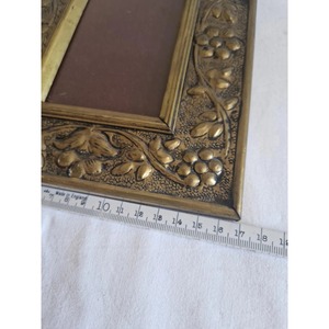 Rectangular Brass Photo <b>Frame</b> <b>with</b> Embossed Floral Design Handmade Metal Tabletop Vertical <b>Frame</b> - Product Image 3
