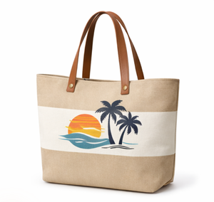 Custom logo Beach Travelling Fashion Ladies <b>Large</b> Canvas Tote <b>Bag</b> Summer Leather Handle Tote <b>Bag</b> for women - Product Image 5
