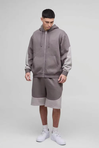 Sweat-shirts pour hommes de haute qualité, personnalisés, 100% coton, en tissu French Terry, effet délavé, patchwork, oversize, sans logo - Product Image 4