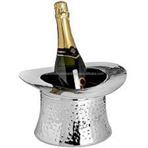 Refroidisseur de vin nickelé en forme de bouchon de conception martelée pour les bars d'hôtels et le refroidisseur de vin décoratif à la maison pour le dessus de table - Product Image 1