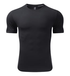 Camiseta Deportiva de Compresión de Manga Corta para Hombre, Corte Ajustado, Color Negro, Secado Rápido, Cuello Redondo, Tejido de Punto - Product Image 5