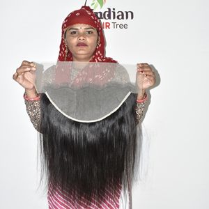 Producto al por mayor: Cabello humano Remy indio de calidad HD, frontal liso y brillante, estilo negro natural, doblemente sedoso y suave, de proveedor. - Product Image 1