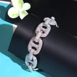 Bracelet gourmette de luxe en argent 925 avec diamants, chaîne pavée de diamants, bijou statement, mode hip-hop haut de gamme - Product Image 5