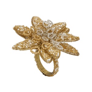 Leaf Shape Brass Napkin Ring Vintage Style Table Decoration Pink Lace Napkin Holder - Product Image 4