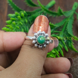 Bague en Aventurine verte, en argent Sterling 925, avec pierre verte, minimaliste, bagues de fiançailles pour femmes, bijoux en Aventurine - Product Image 4