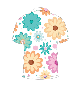 เสื้อโปโลพิมพ์ลายดอกไม้สไตล์เรโทรสีขาวสำหรับผู้ชาย แขนสั้นลำลอง แฟชั่นฤดูร้อน เสื้อกอล์ฟ - Product Image 2